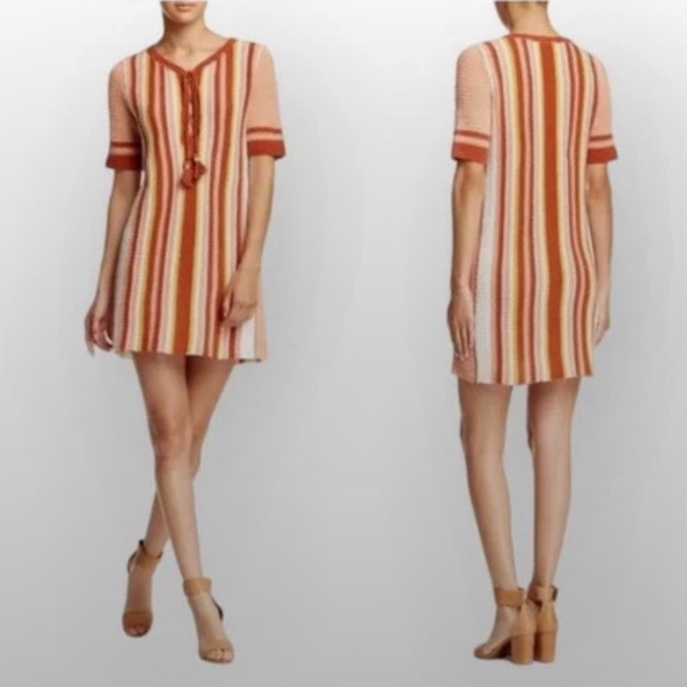 Free People Lollipop Crochet dress sz S, sunset combo- burnt orange/yellow